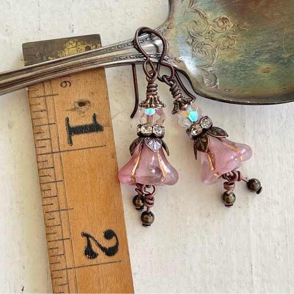 ARTISAN Earrings “Peony Pink” - Dangles - Picture 8 of 10